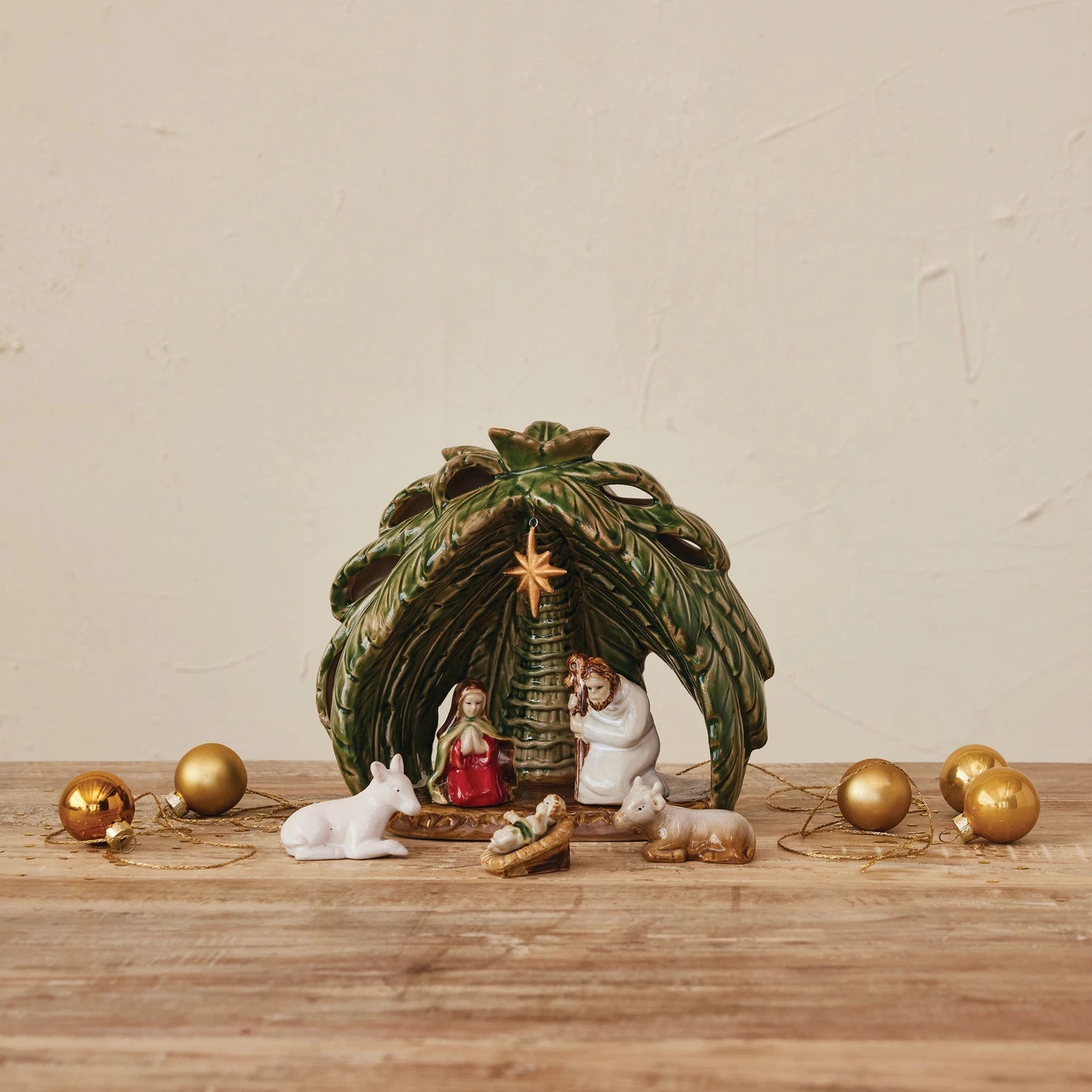 Vintage Reproduction Stoneware Nativity Set