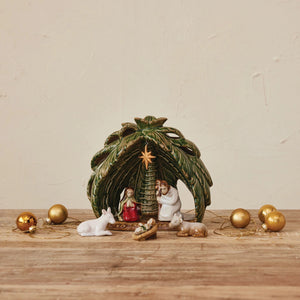Vintage Reproduction Stoneware Nativity Set