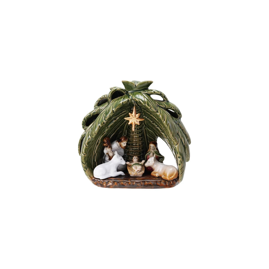 Vintage Reproduction Stoneware Nativity Set