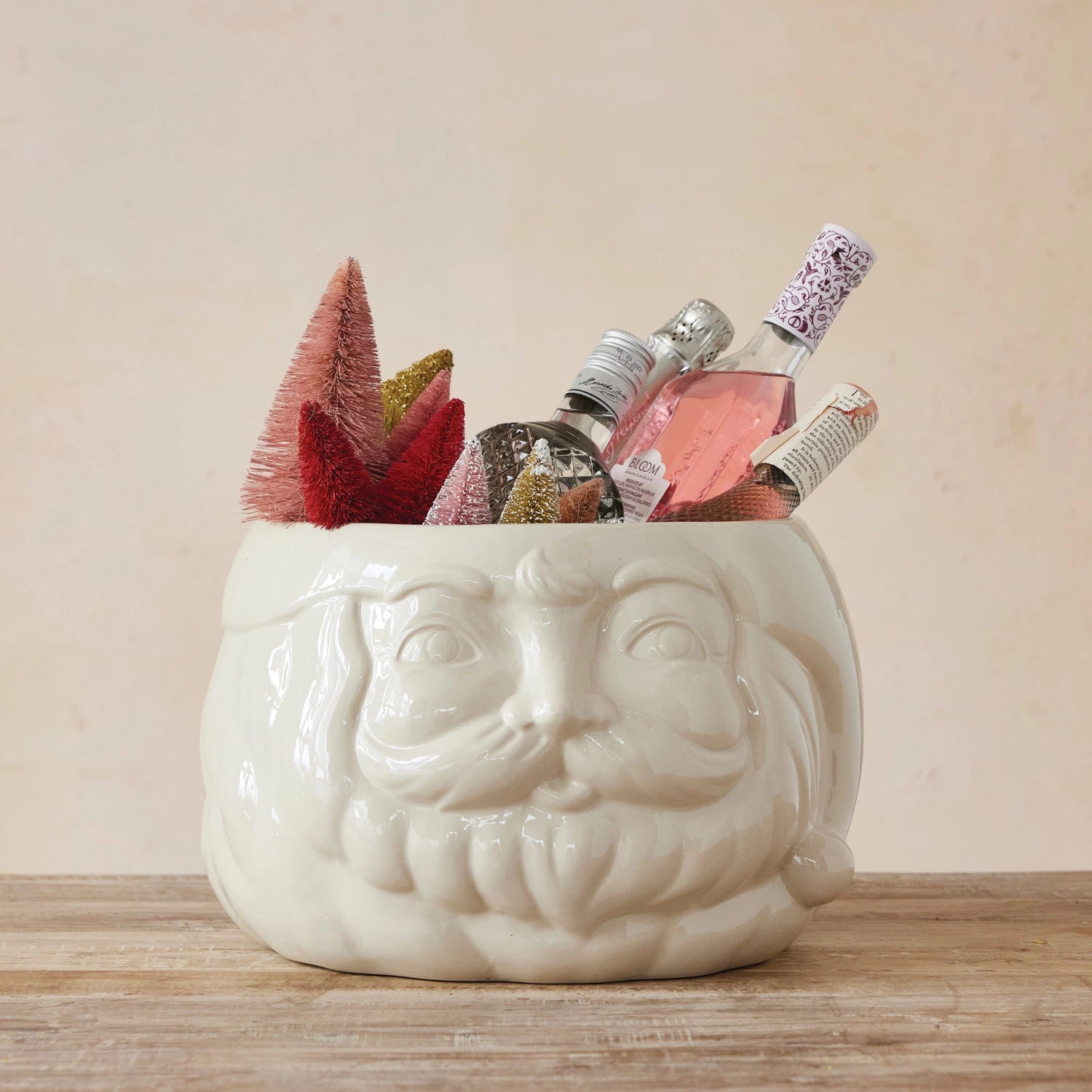 White Santa Head Bottle Cooler