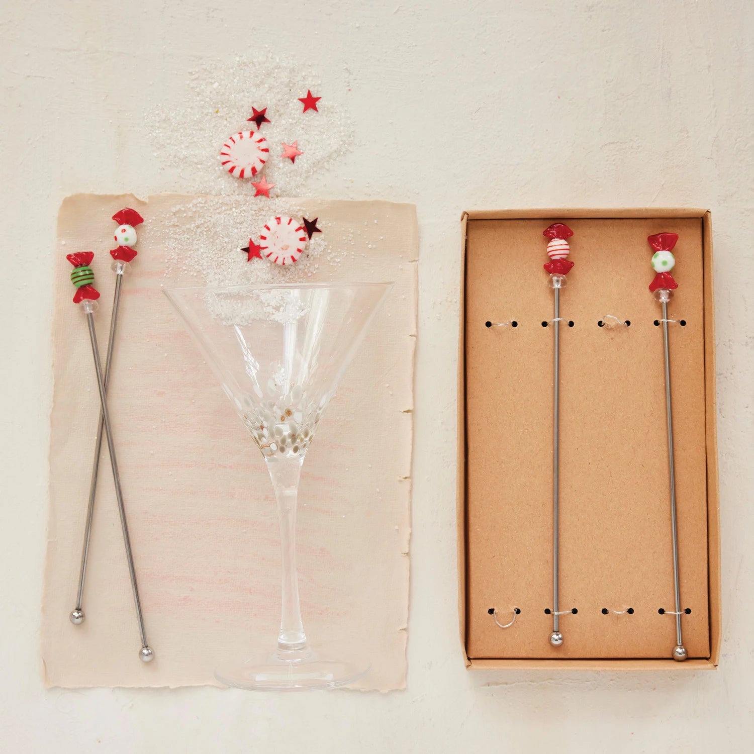 Hand-Blown Glass Candies Cocktail Stirrers