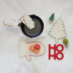 Red "Ho Ho" Cast Iron Trivet