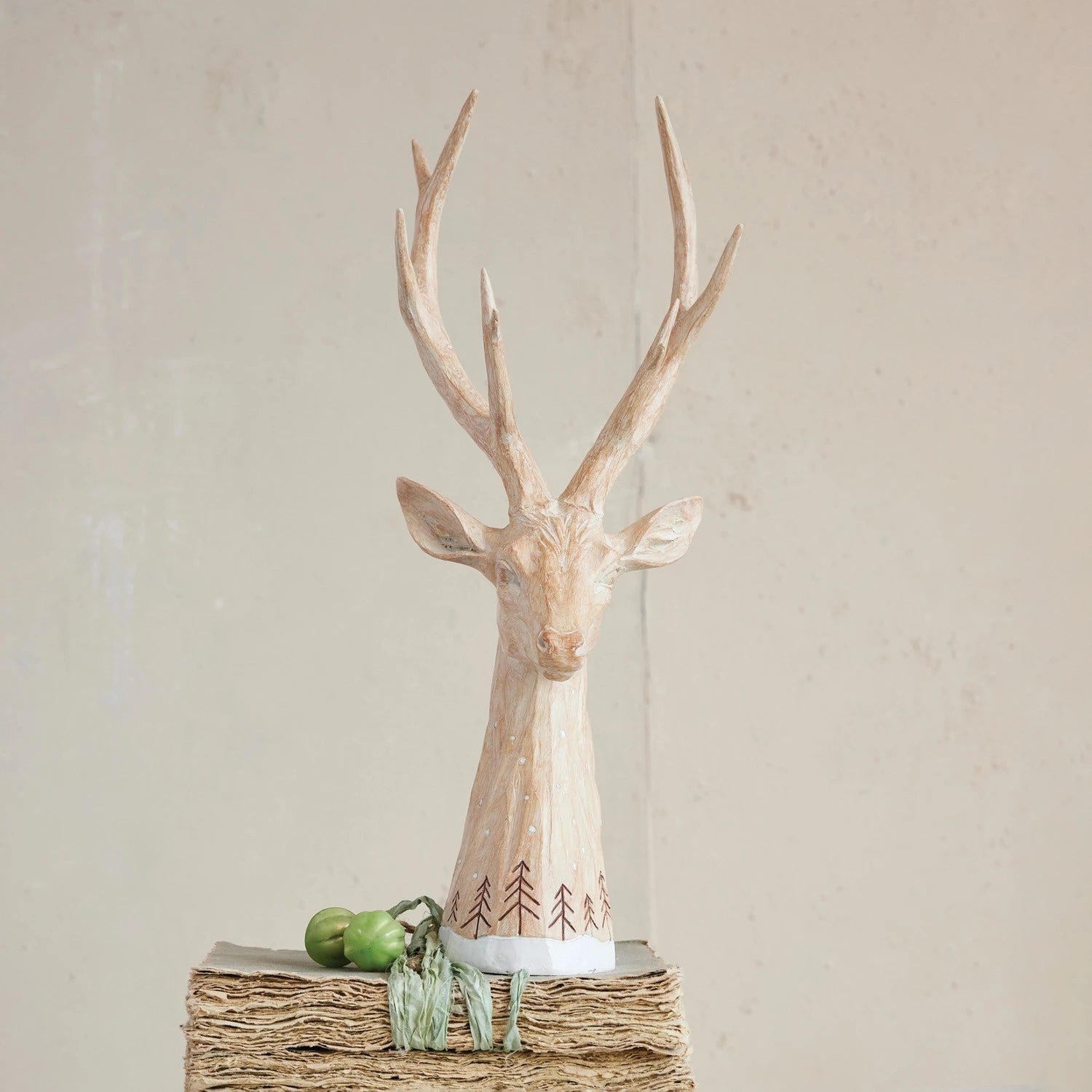 Resin Deer Head with Laser Etched Trees