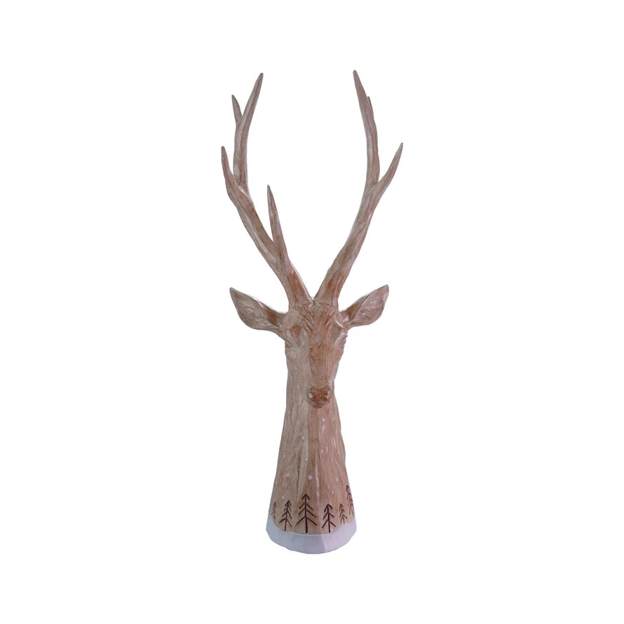 Resin Deer Head with Laser Etched Trees