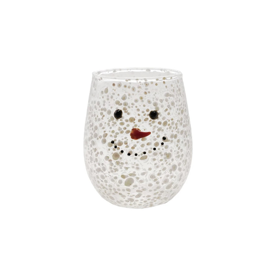 Snowman Stemless Confetti Wine Glass