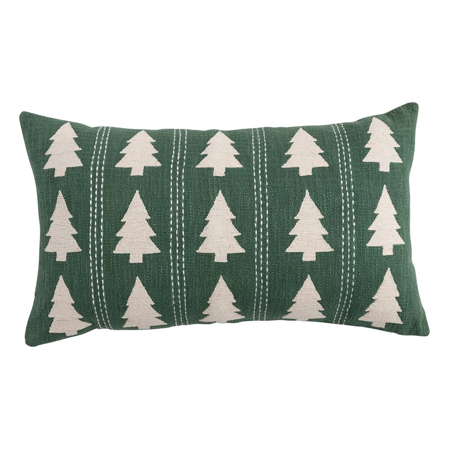 Green Christmas Tree Lumbar Pillow