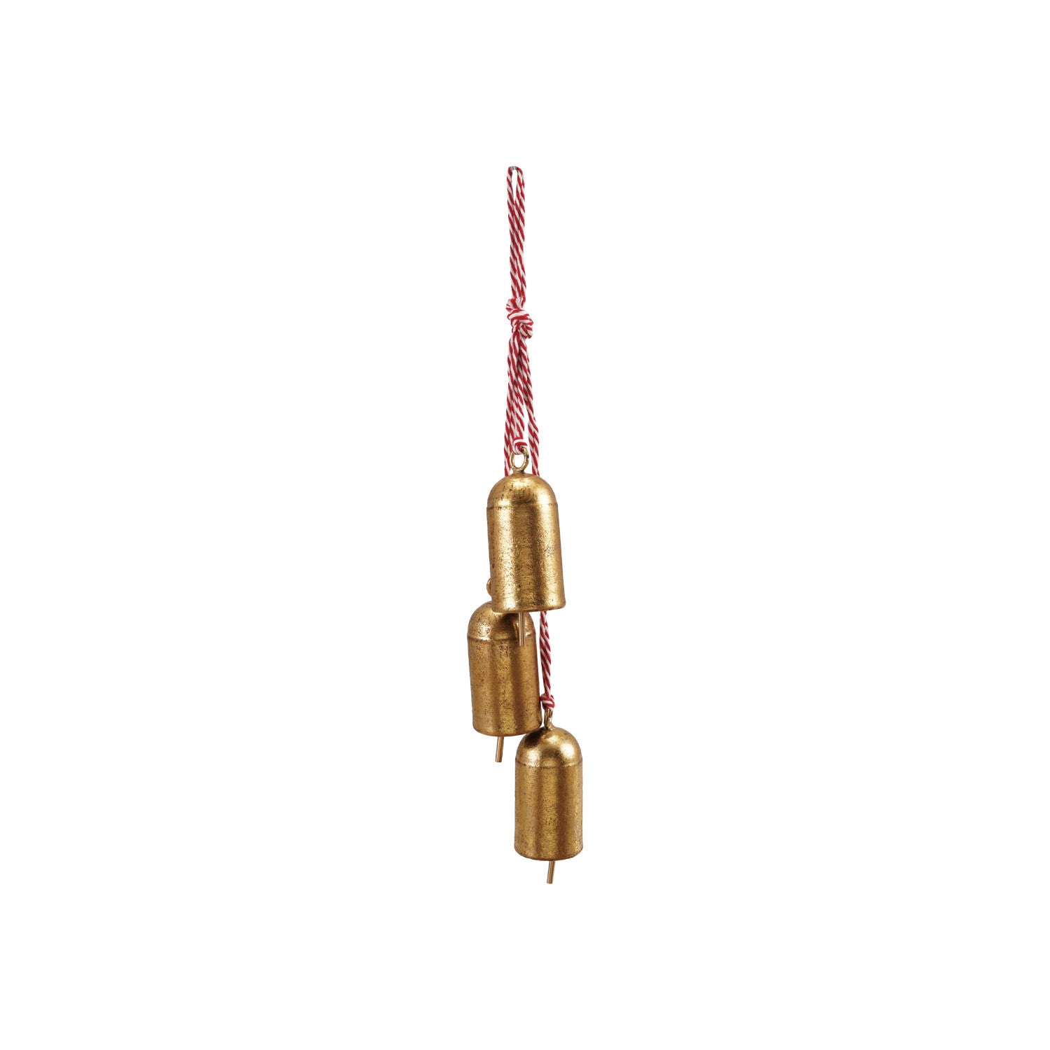 Hanging Metal Bells with Red &amp; White Cord