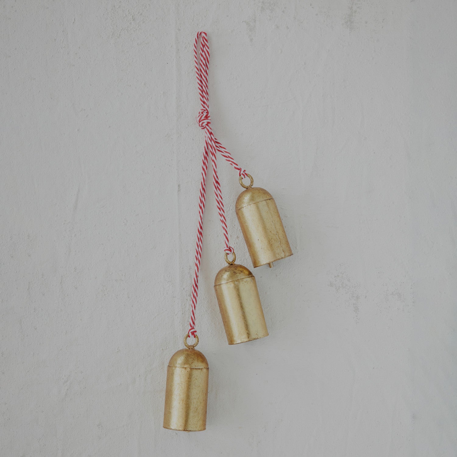 Hanging Metal Bells with Red &amp; White Cord