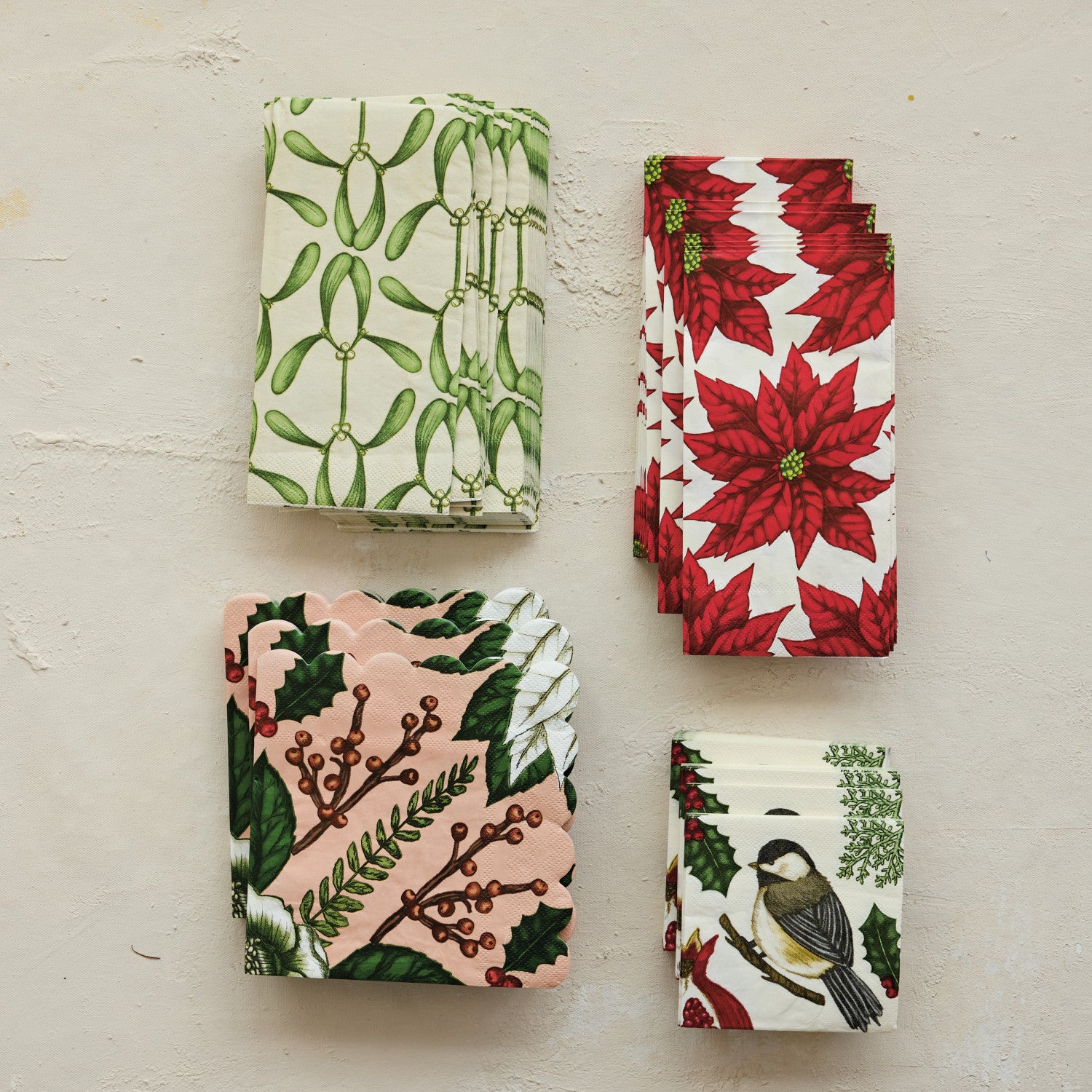 Napkins with Seasonal Botanicals &amp; Bird