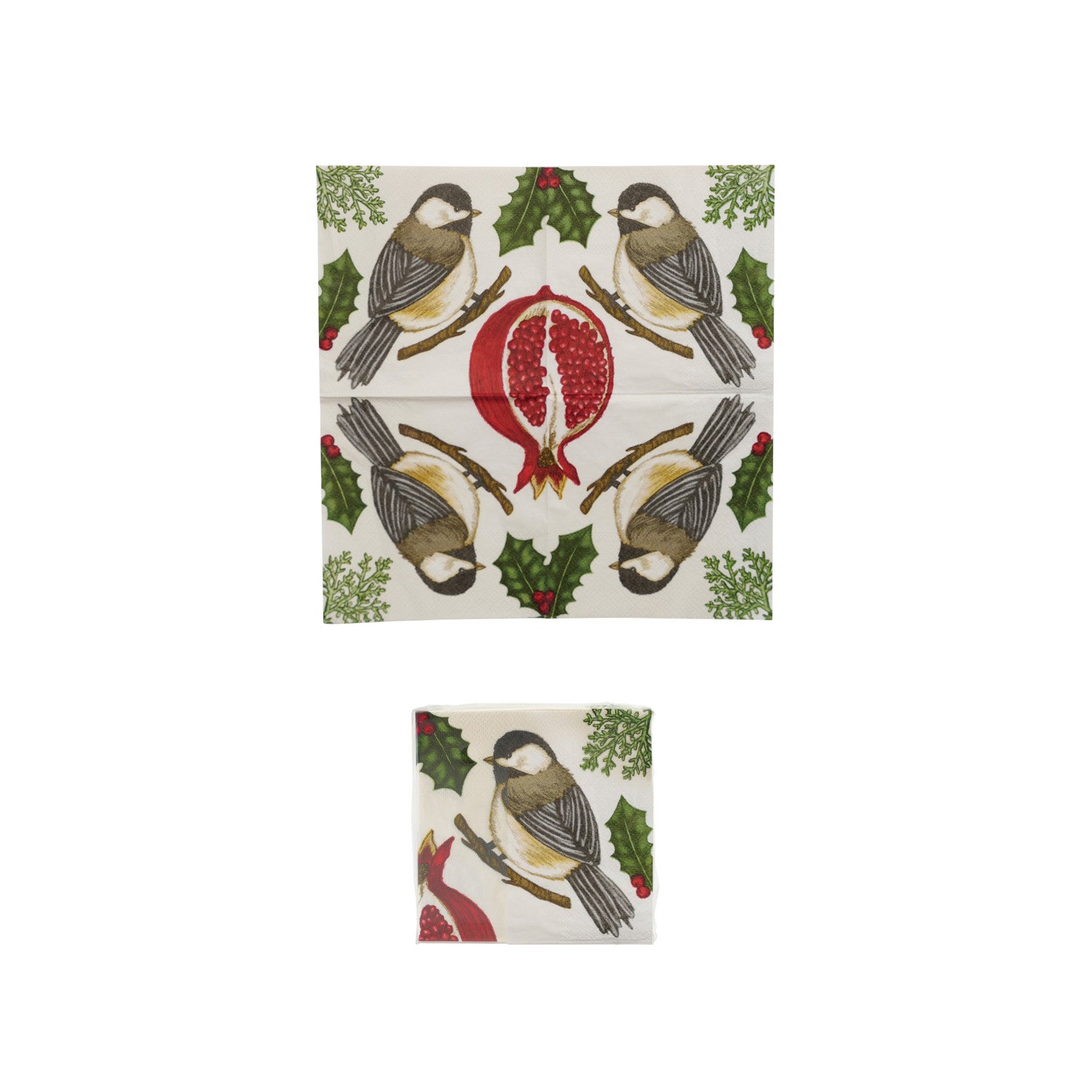 Napkins with Seasonal Botanicals &amp; Bird