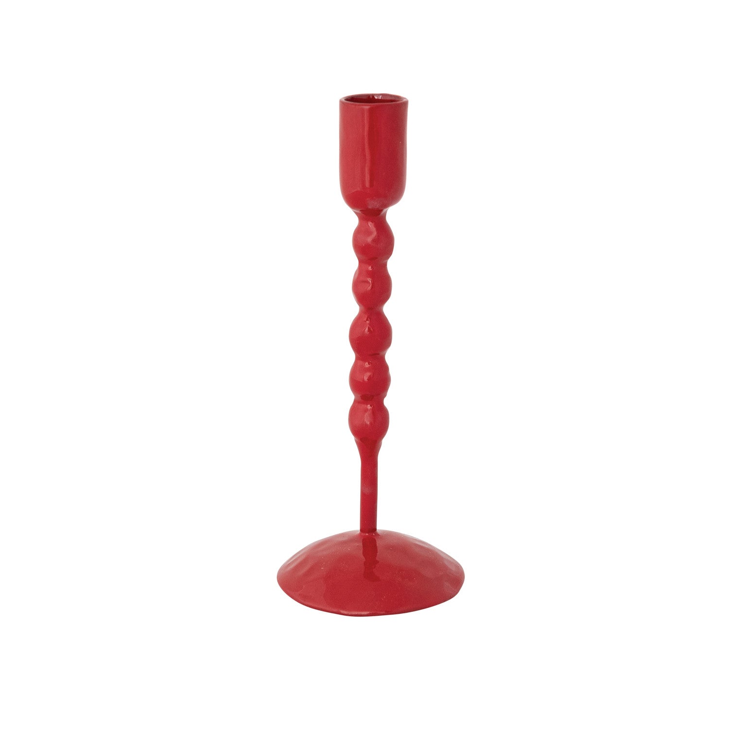 Large Red Enameled Cast Iron Taper Holder