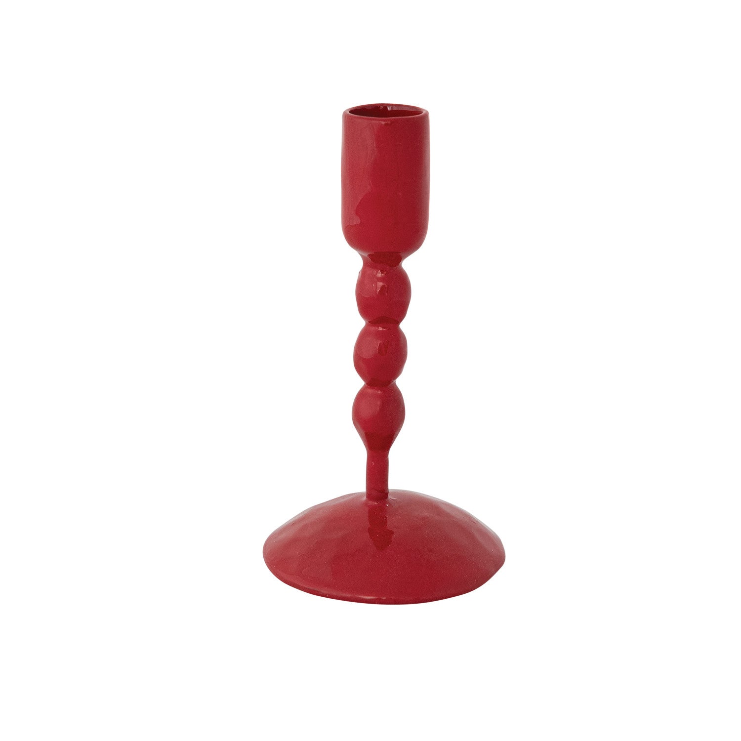 Small Red Enameled Cast Iron Taper Holder