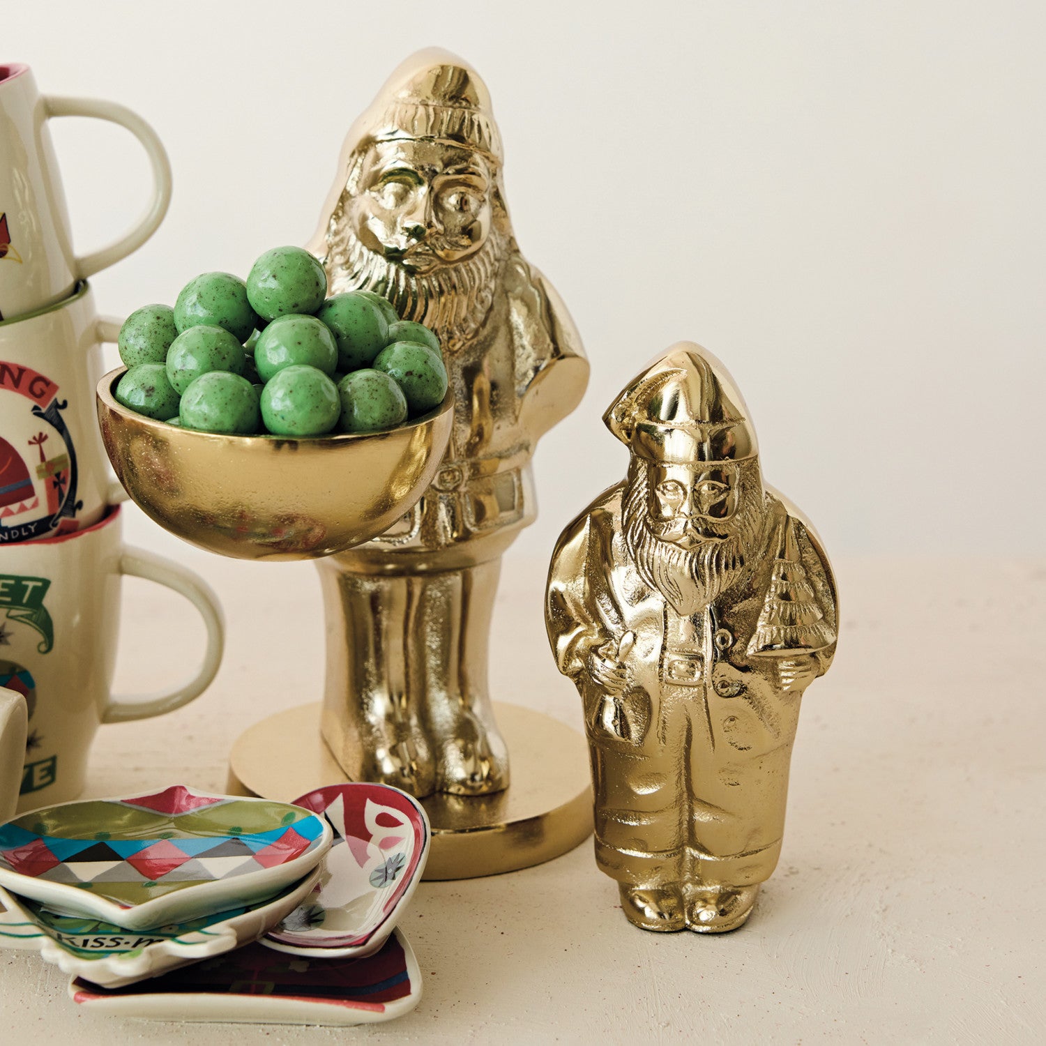 Cast Aluminum Santa Holding Bowl