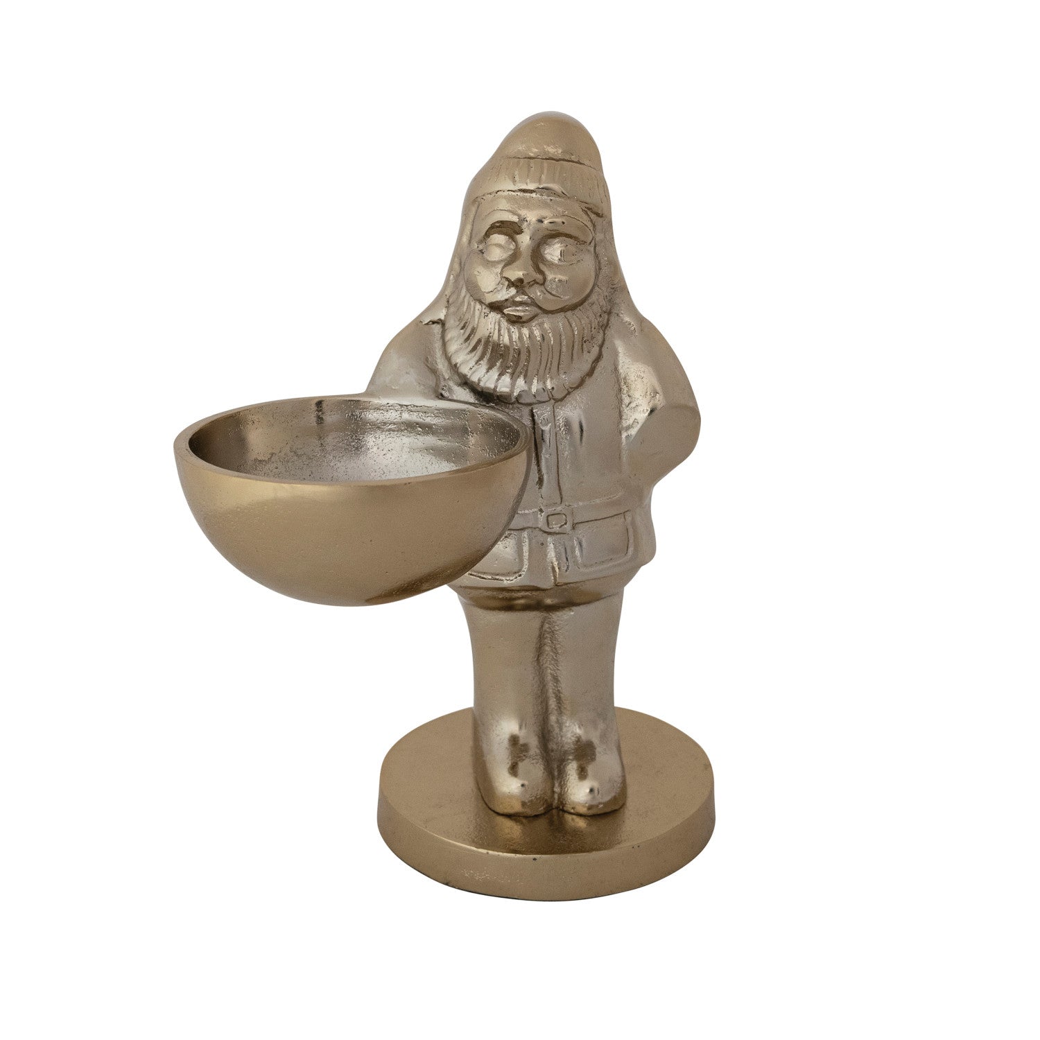 Cast Aluminum Santa Holding Bowl
