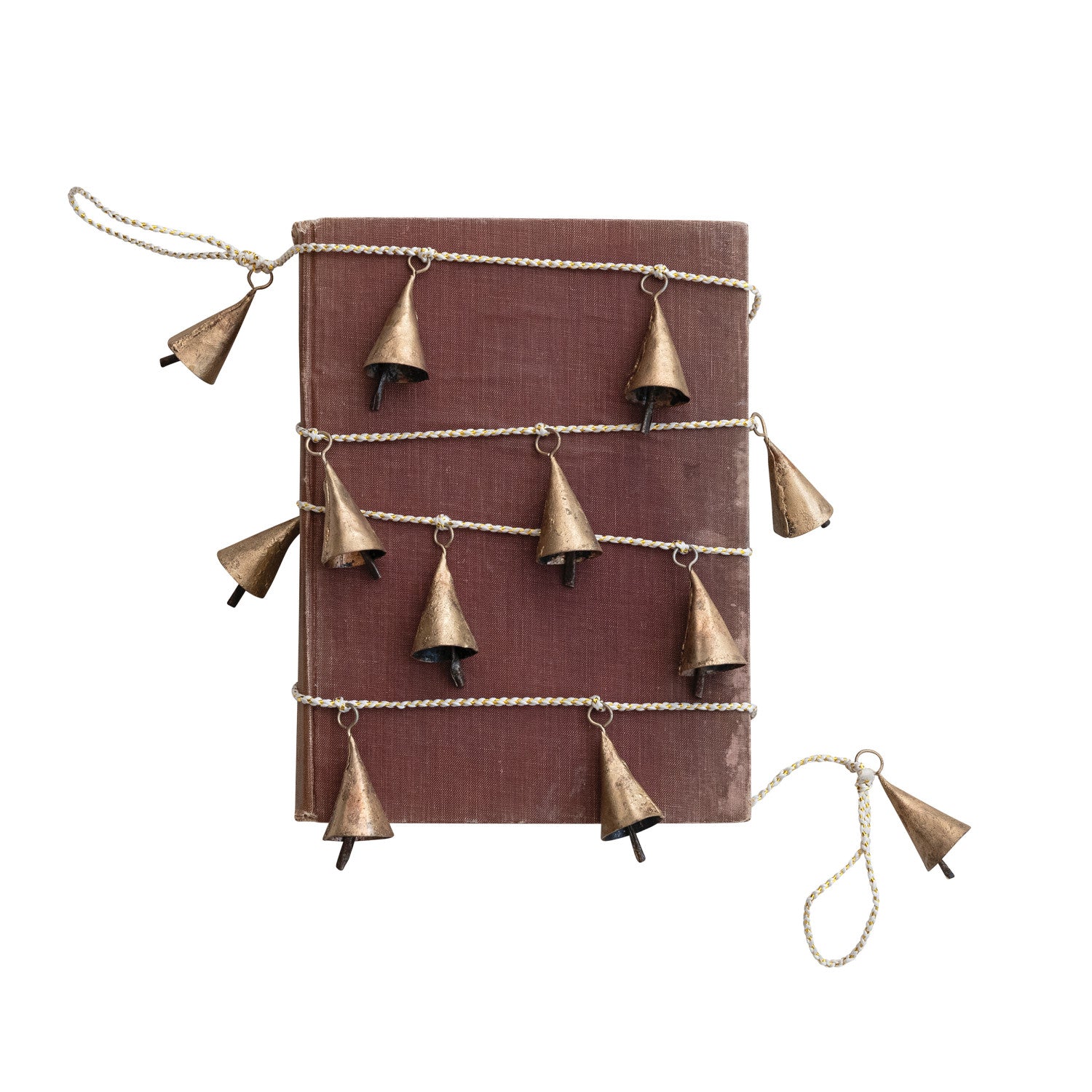 Metal Bell Garland with White &amp; Gold Cord