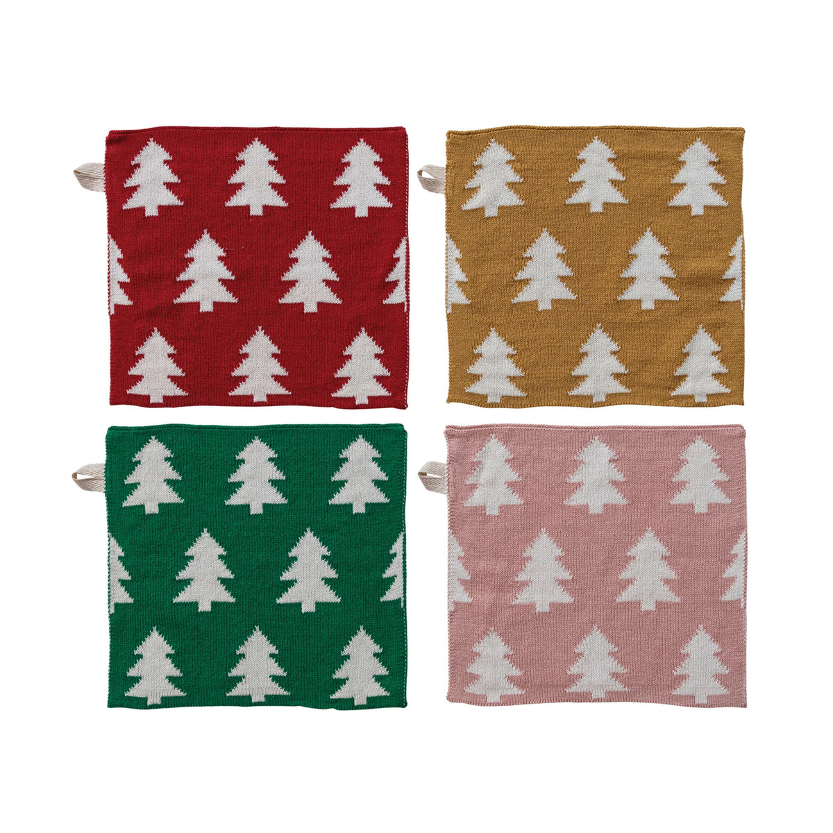 Tree Pattern Cotton Knit Dish Cloth