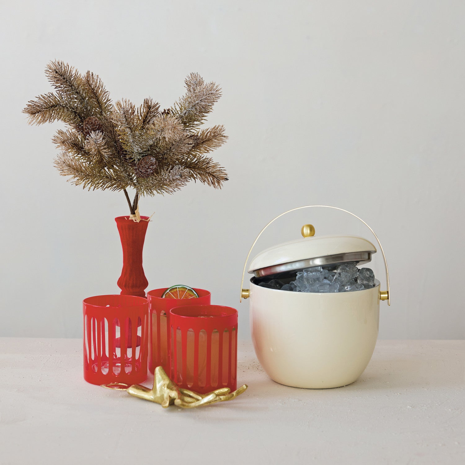 Red Striped Drinking Glass