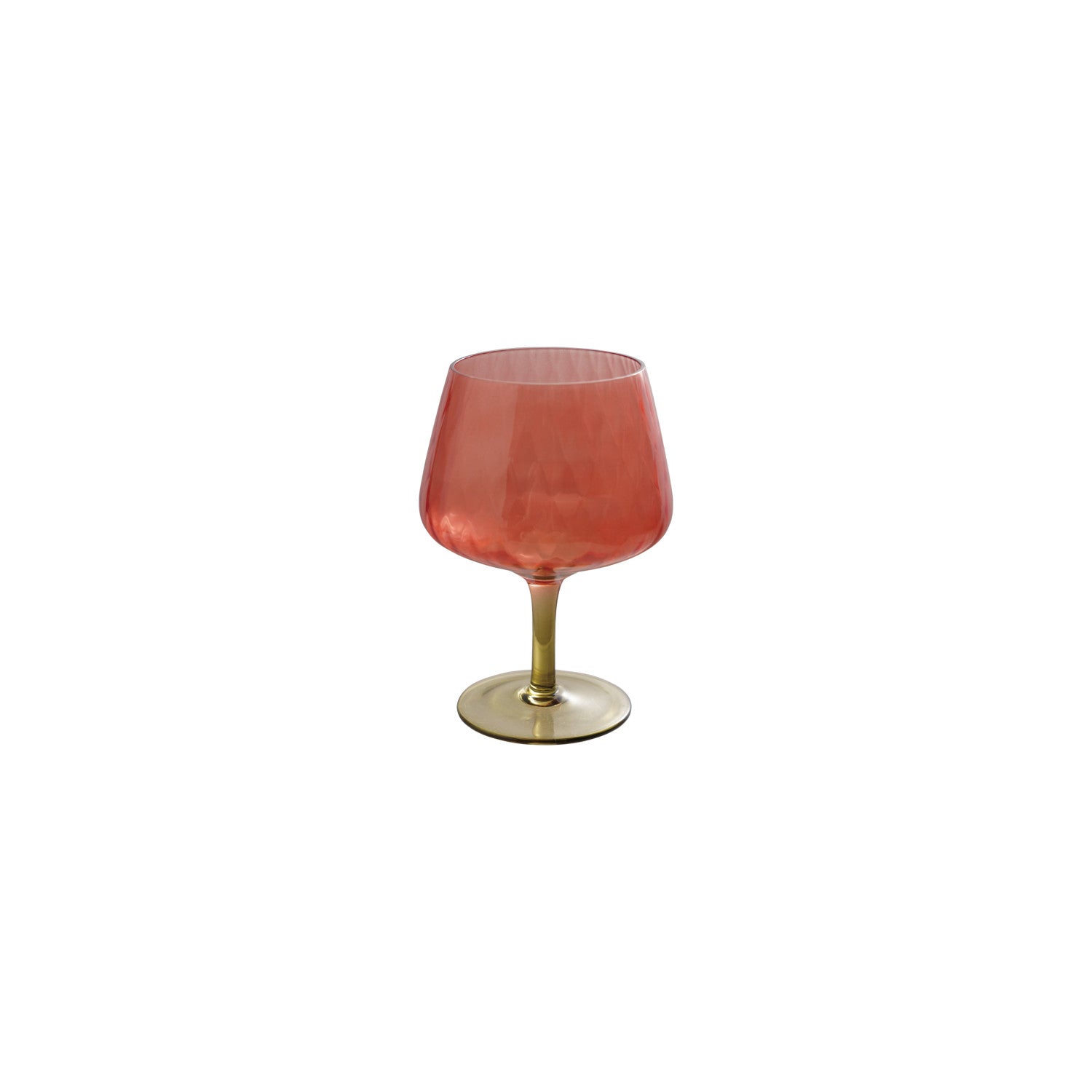Red Ribbed Stemmed Wine Glass