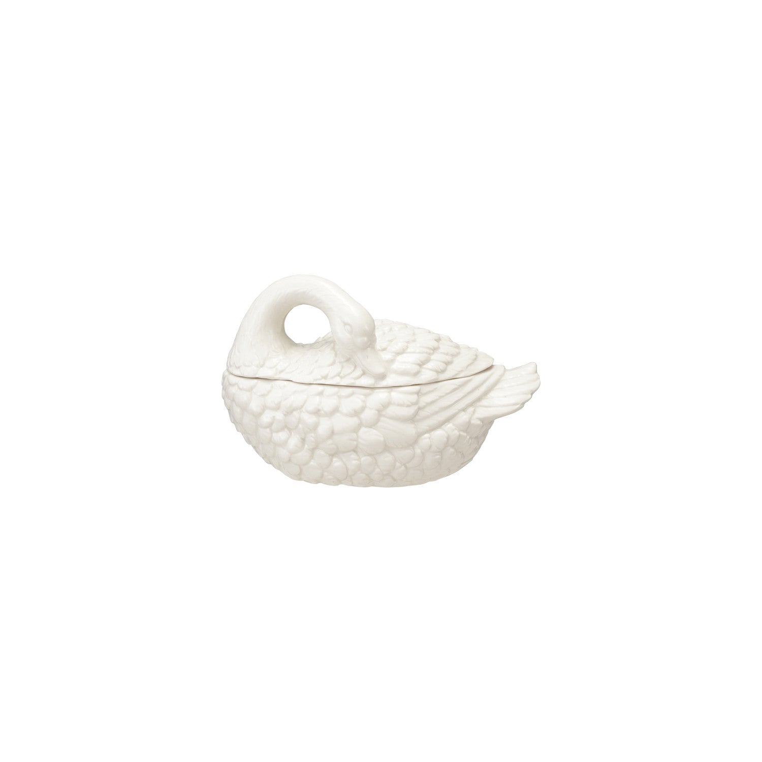 Stoneware Swan Shaped Jar with Lid