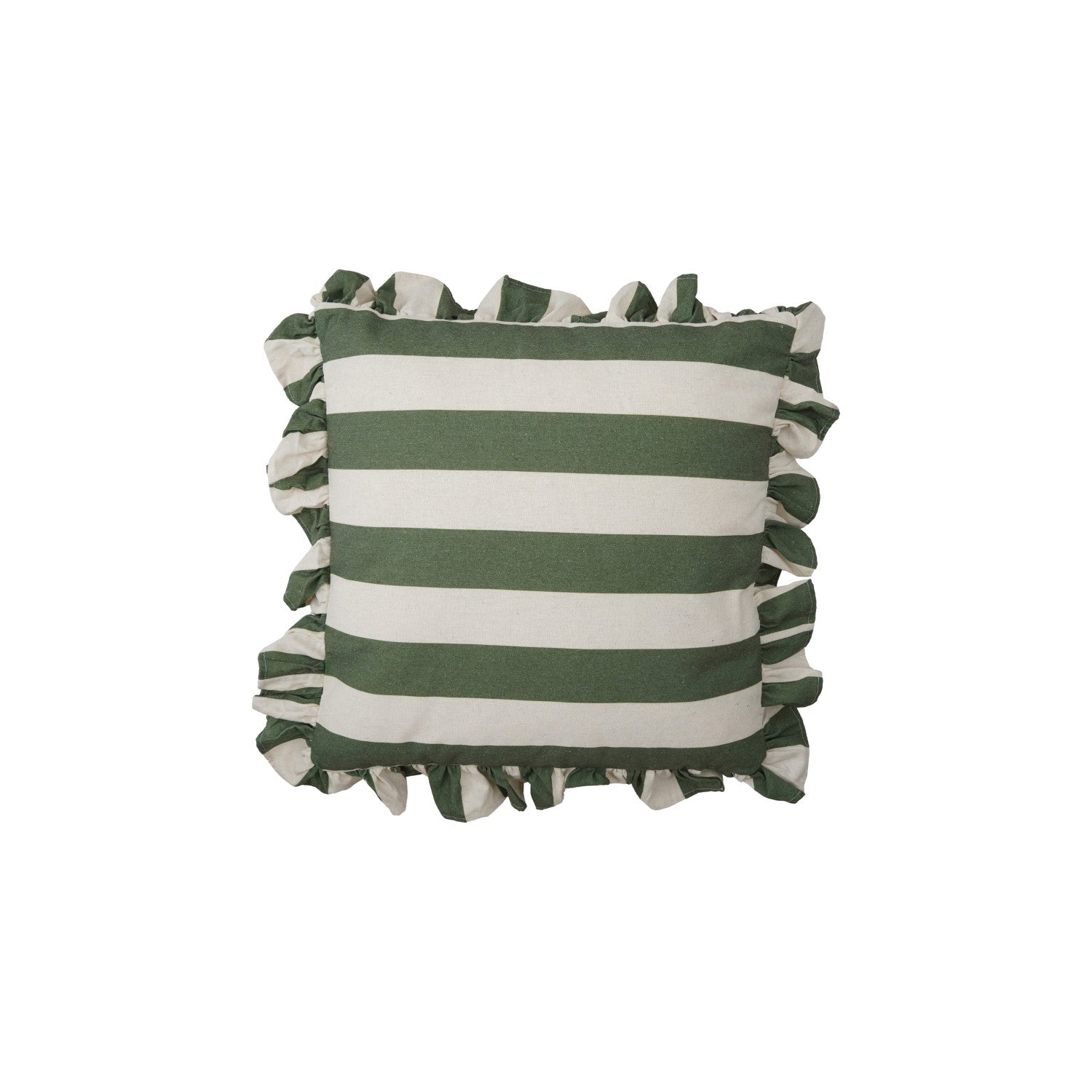 Green Square Fabric Striped Pillow