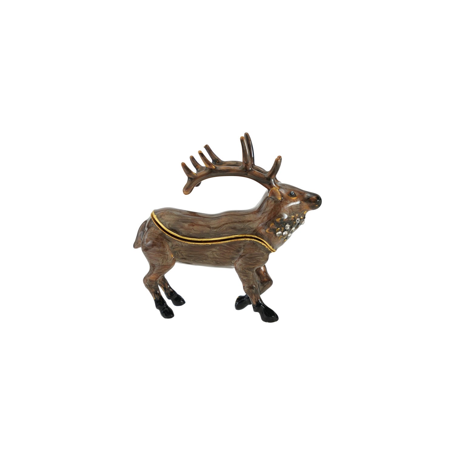 Enameled Metal Caribou Shaped Trinket Box
