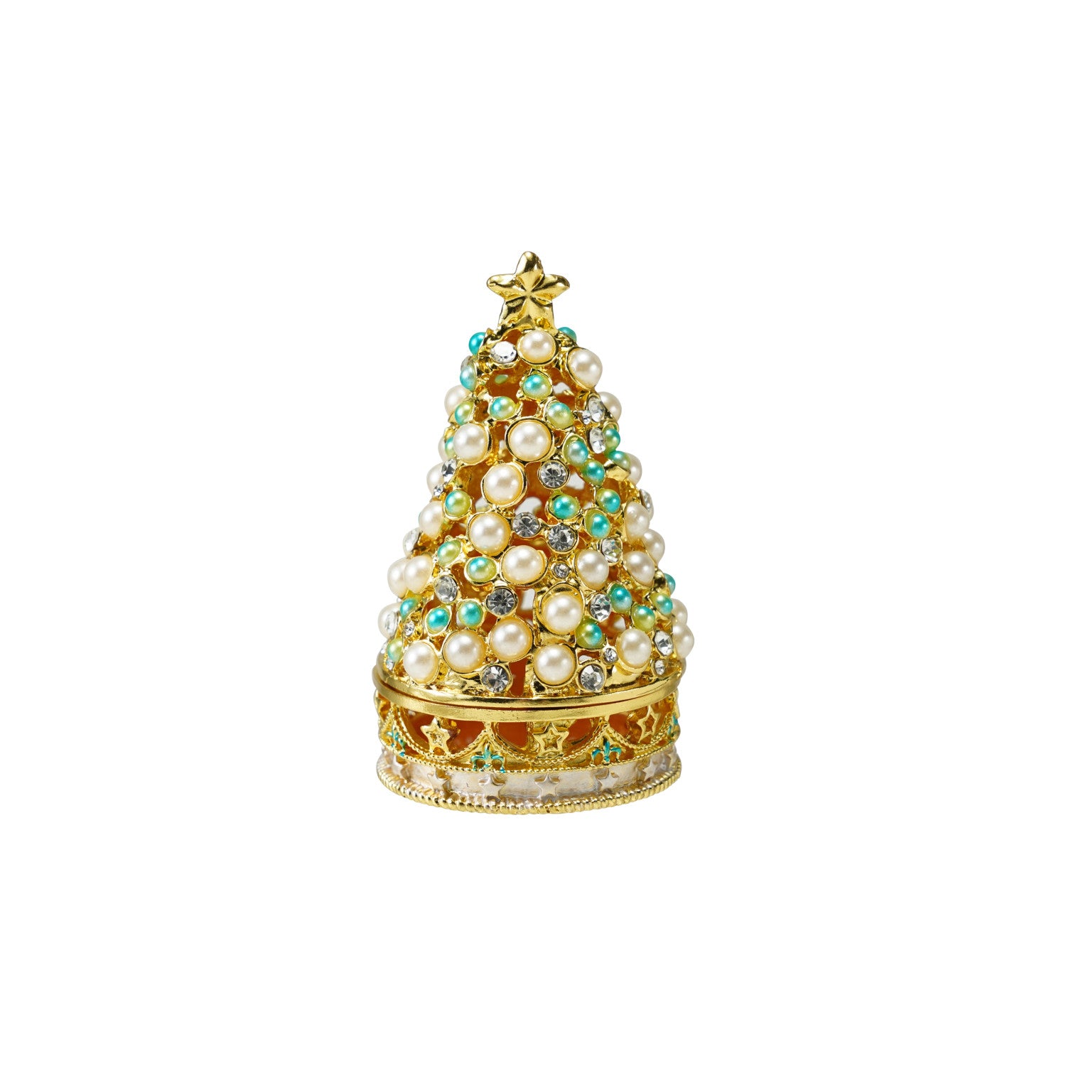 Enameled Metal Tree Shaped Trinket Box