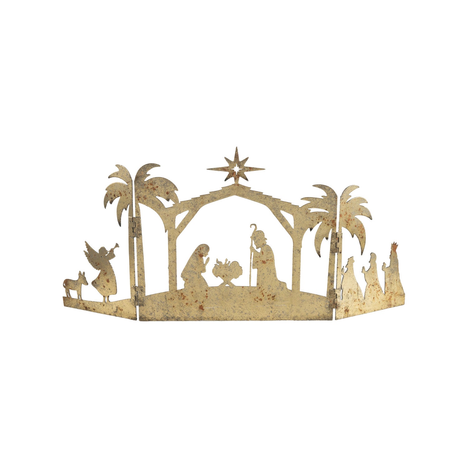 Metal Folding Mantle Scene with Nativity