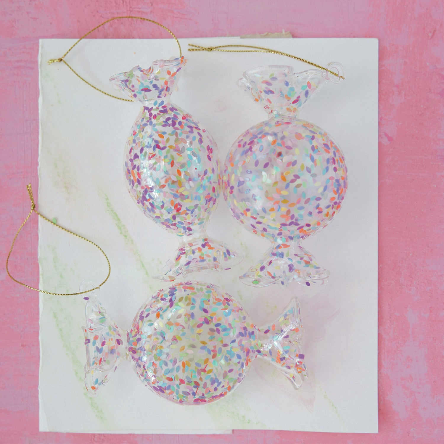 Glass Candy Ornament with Confetti