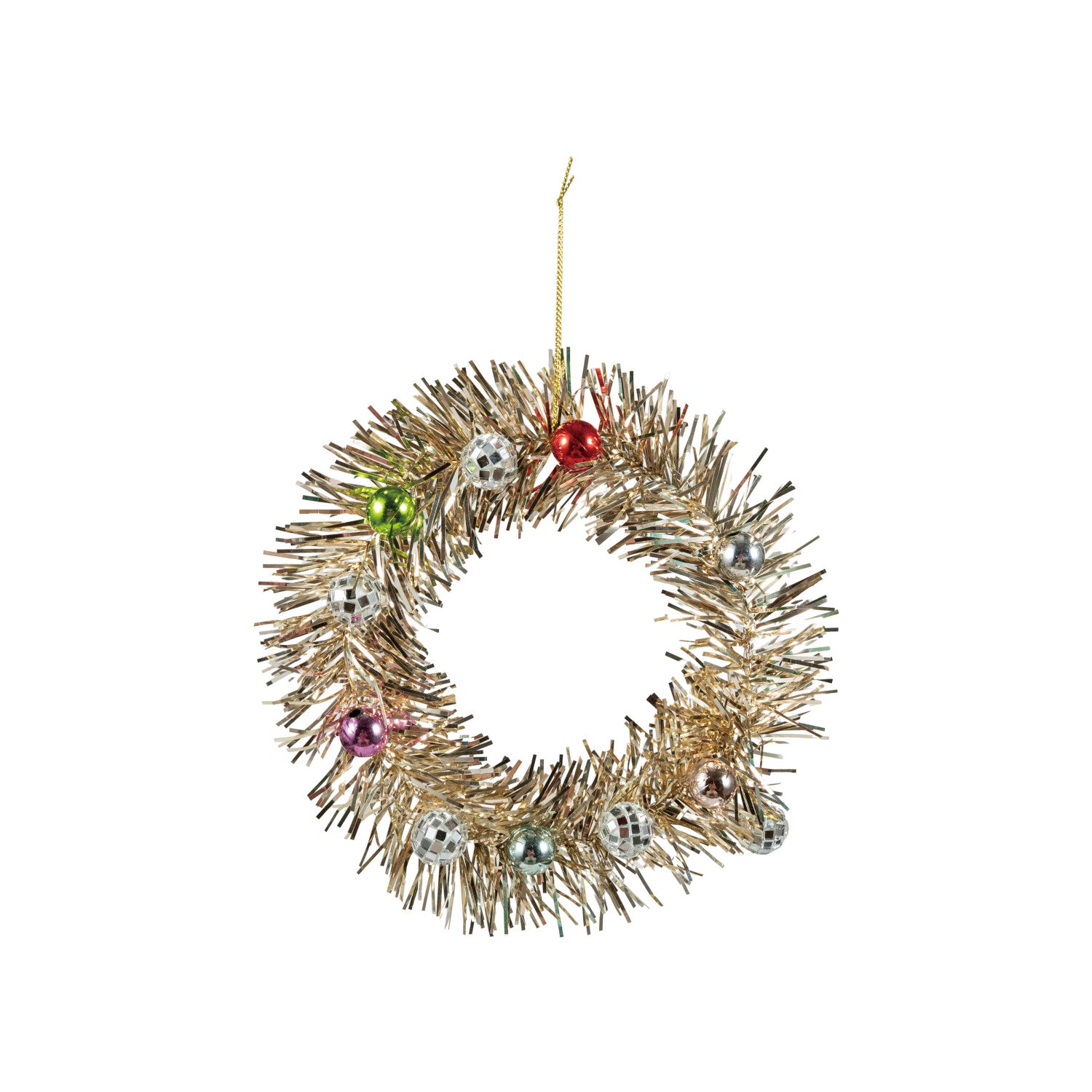 Tinsel Wreath Ornament with Mirror Balls