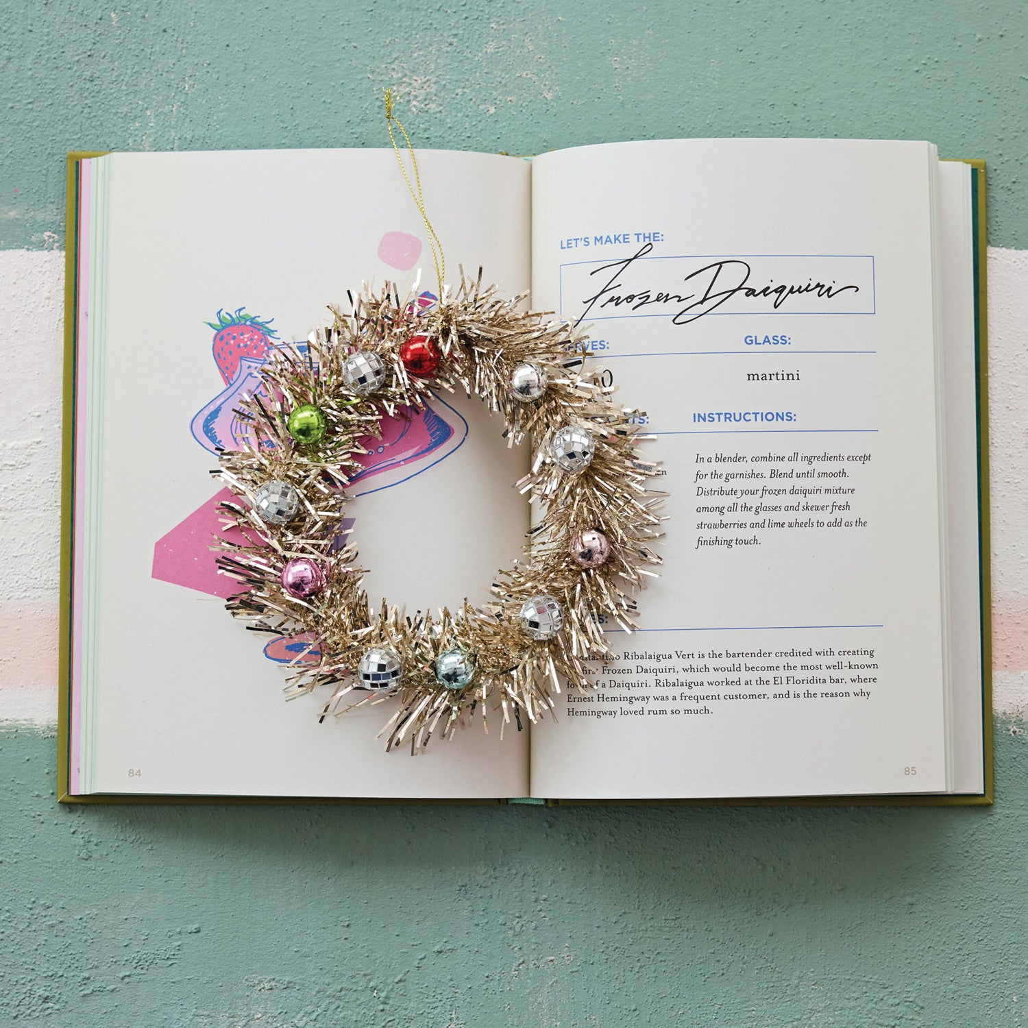 Tinsel Wreath Ornament with Mirror Balls