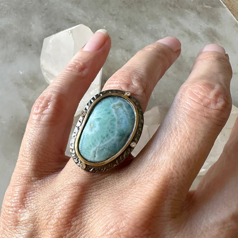 Yara Larimar Ring - Box Turtle