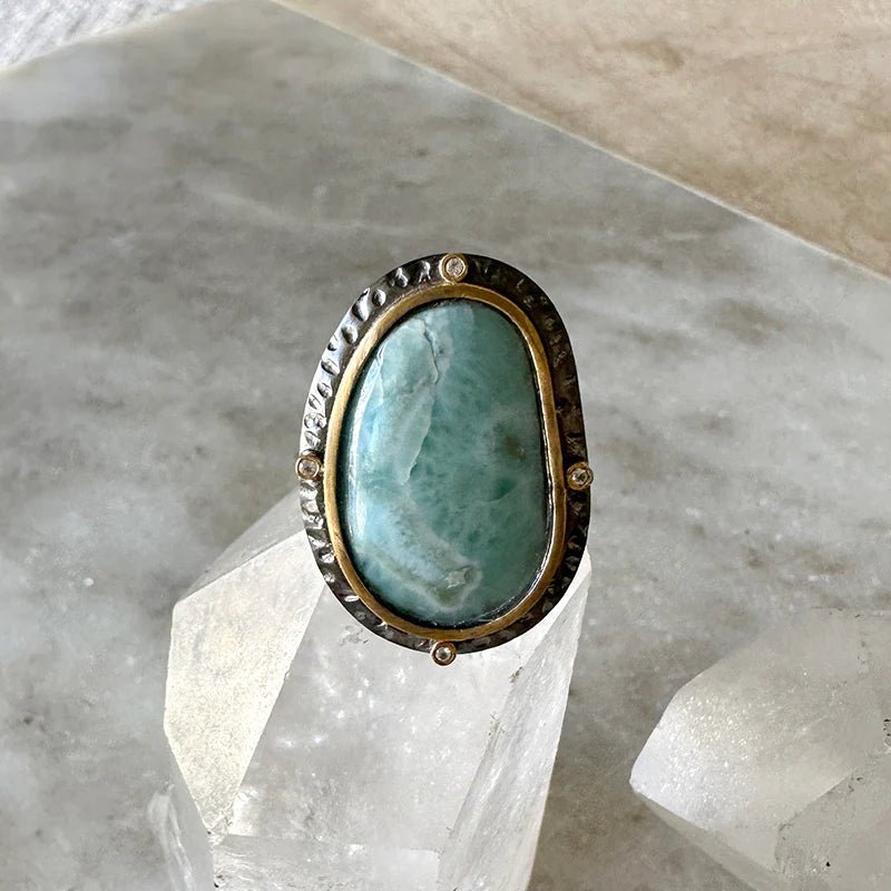 Yara Larimar Ring - Box Turtle