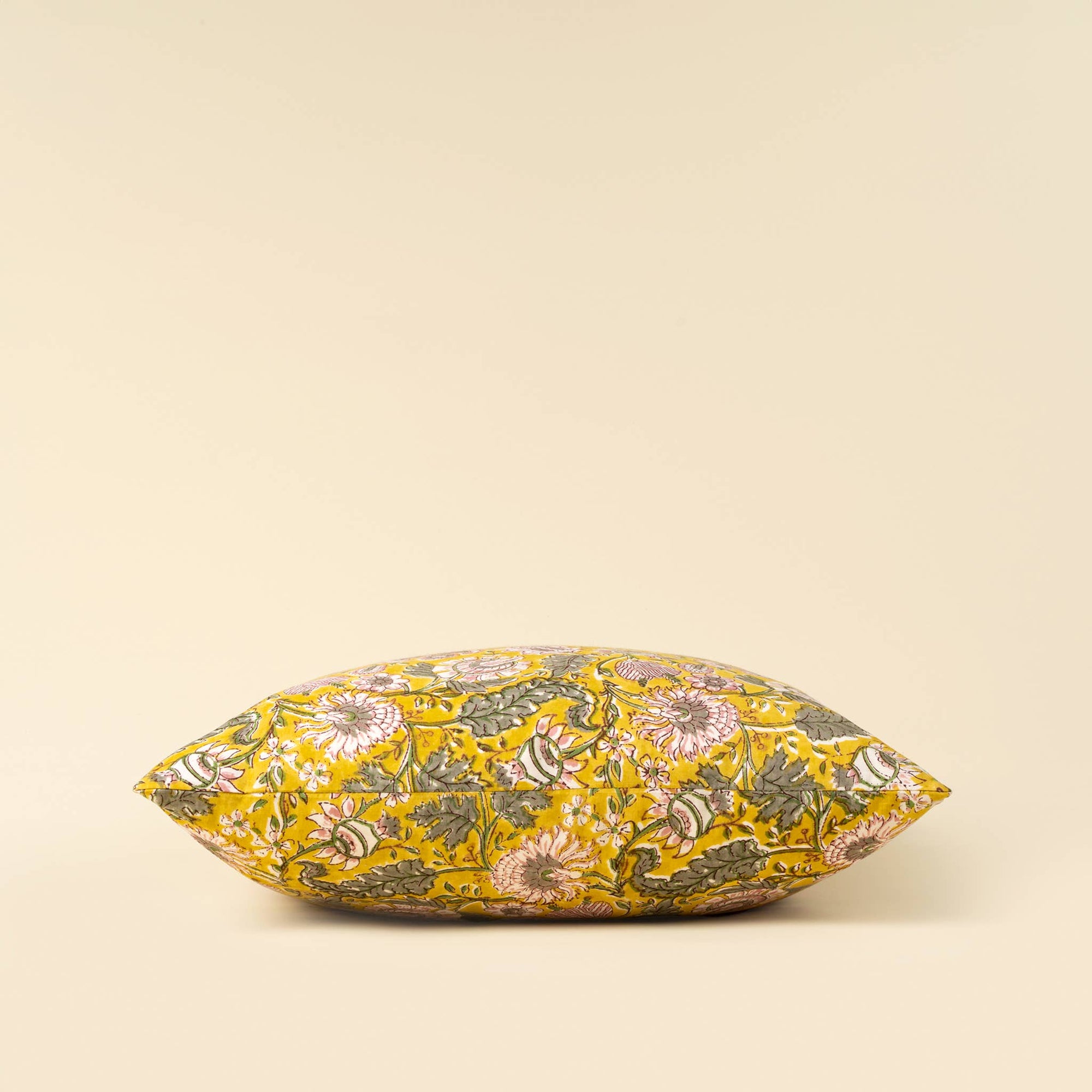 Yellow Block Print Pillow - Box Turtle
