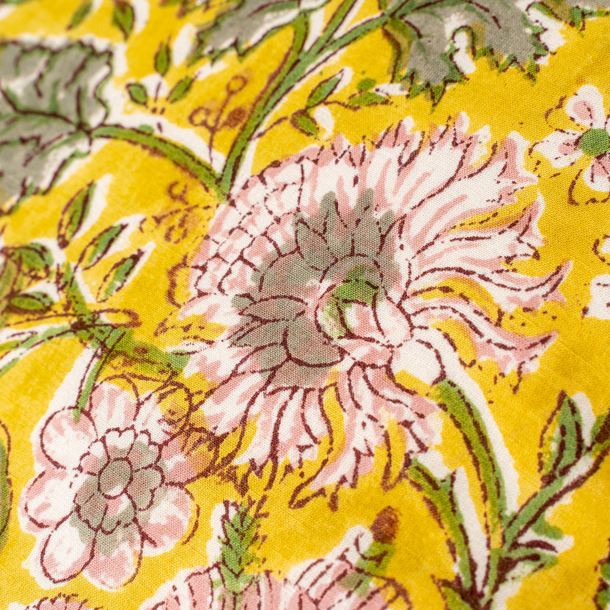 Yellow Block Print Pillow - Box Turtle