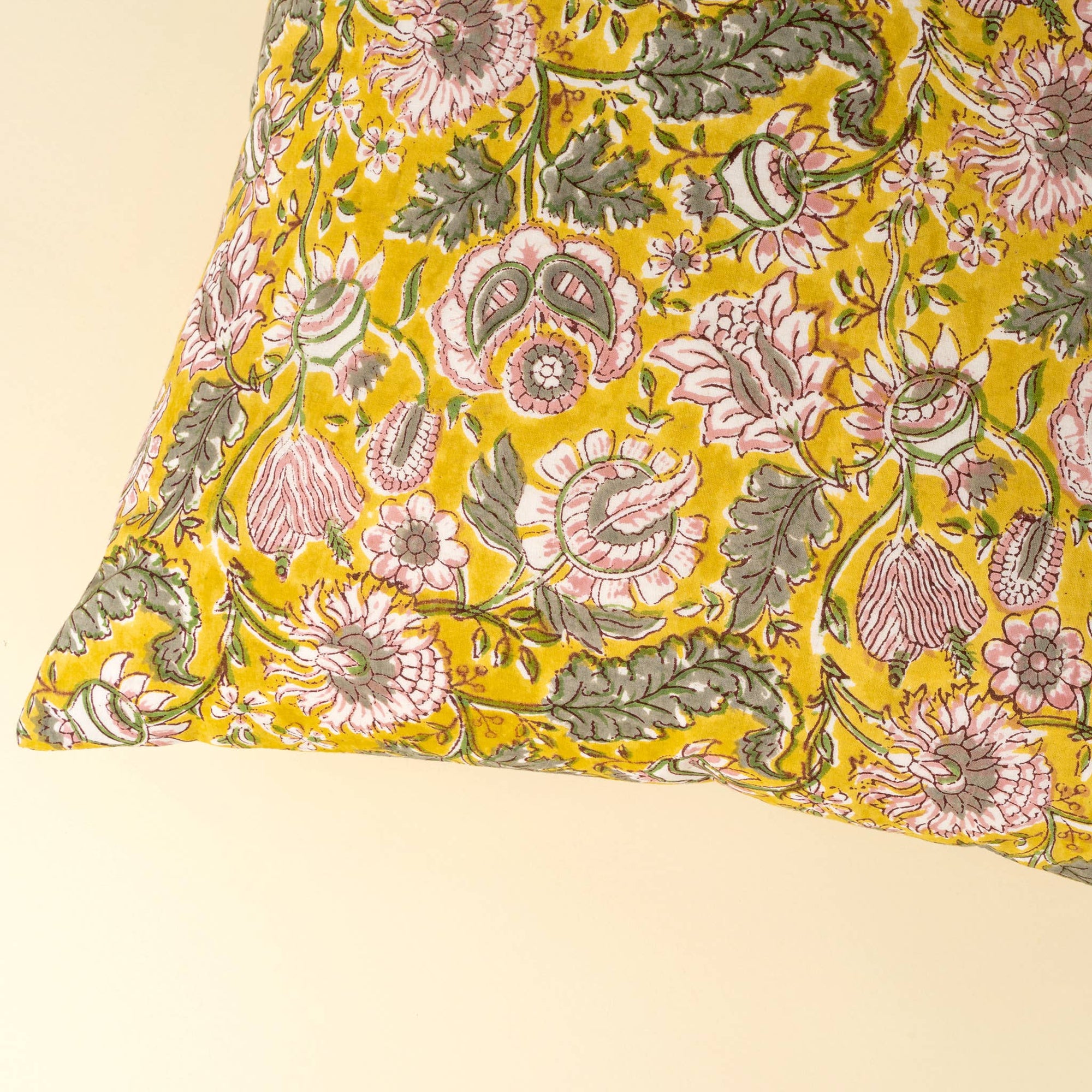 Yellow Block Print Pillow - Box Turtle