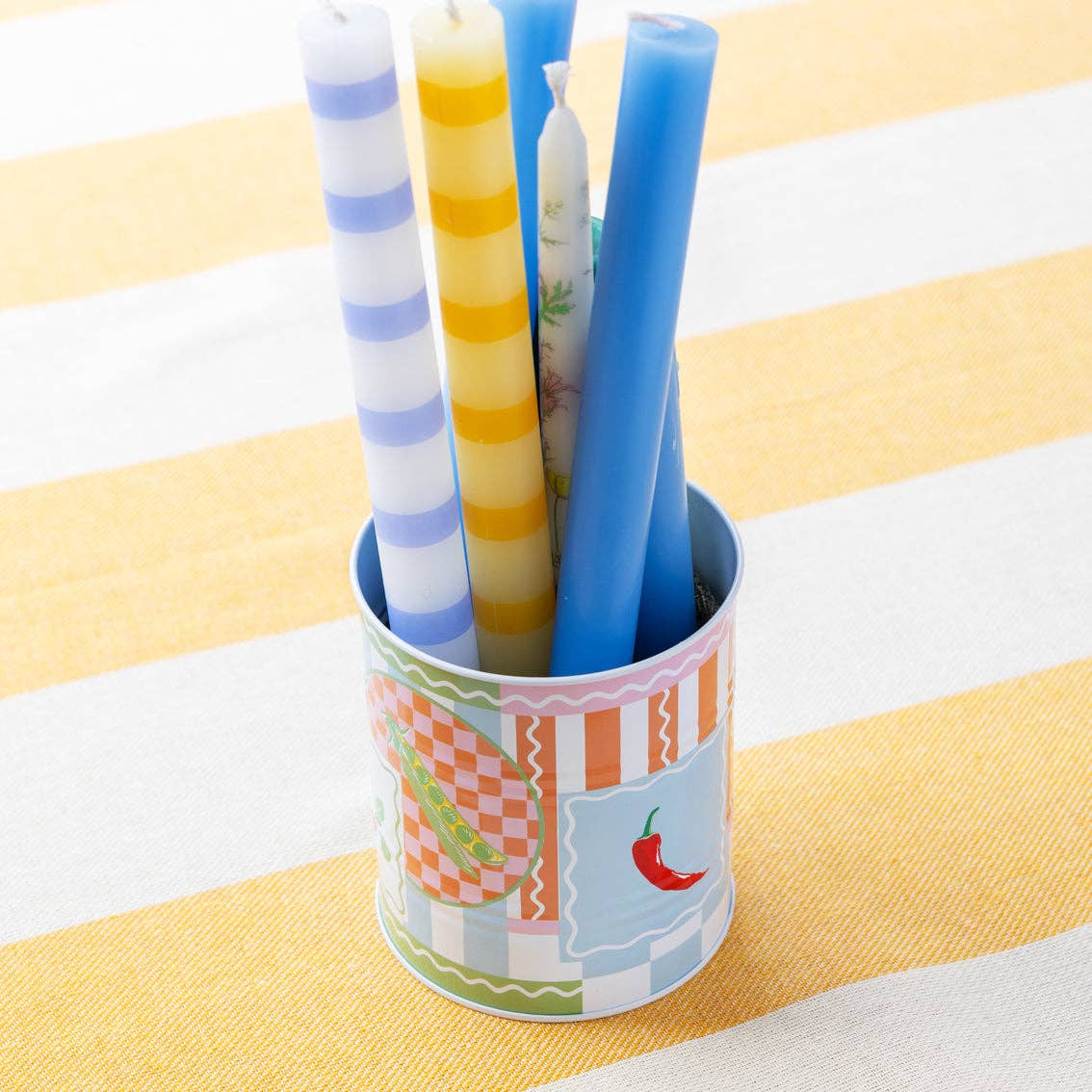 Yellow Stripe Dinner Candles - Box Turtle