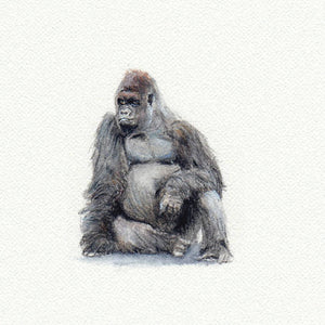 Gorilla Miniature Watercolor Print