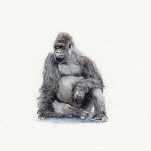 Gorilla Miniature Watercolor Painting