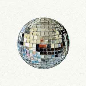 Disco Ball Miniature Watercolor Print