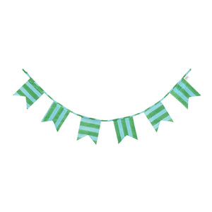 Block Printed Cloth Bunting in Blue Green Cabana Stripe