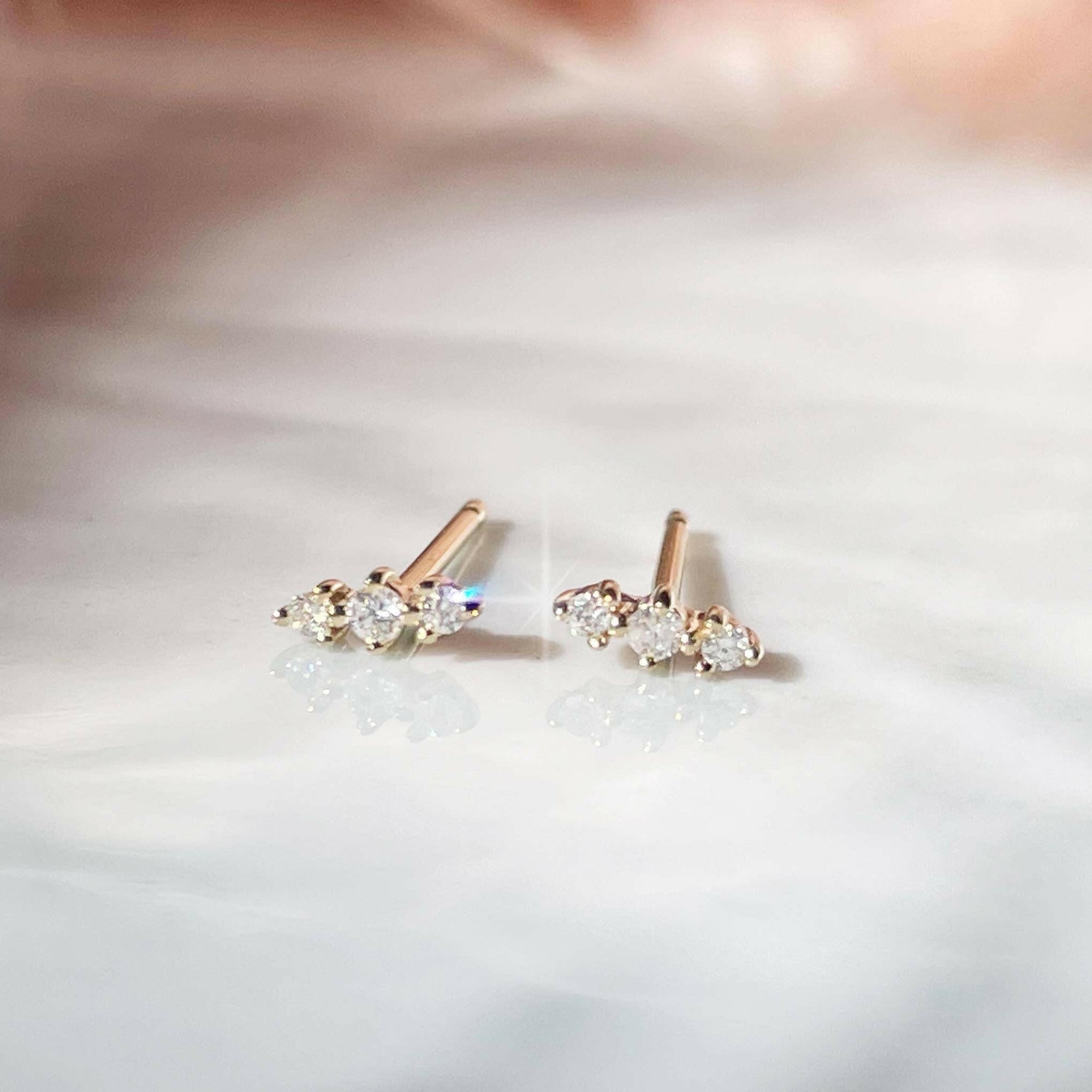 14kt Gold Diamond Lane Studs - Box Turtle