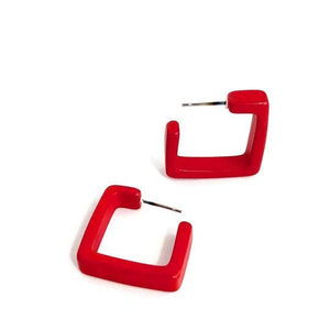 Cherry Red Square Lucite Hoops