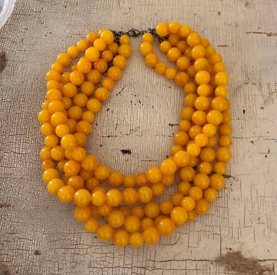 Golden Yellow Beaded Necklace