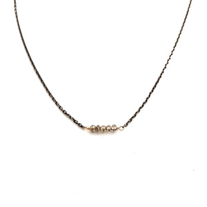 Raw Diamonds on Oxidized Silver Chain Necklace