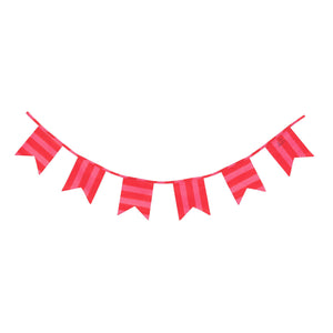 Block Printed Cloth Bunting in Pink Red Cabana Stripe