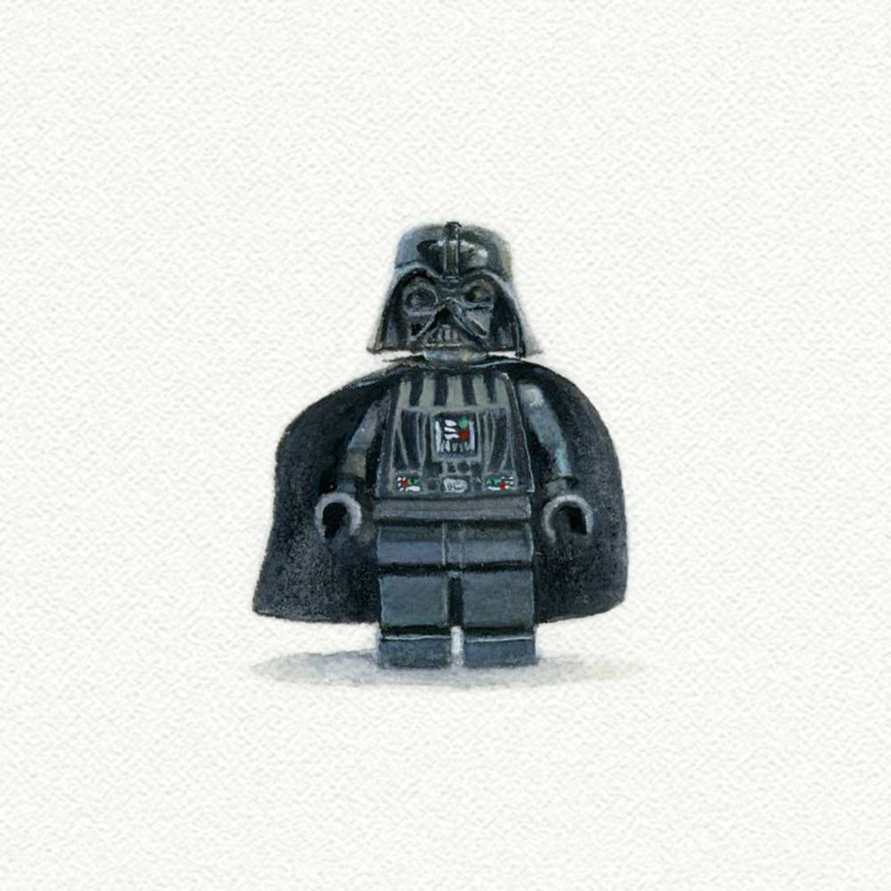 Lego Darth Vader Miniature Watercolor Painting