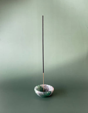 Rainbow Fluorite Incense Bowl, Hand Carved