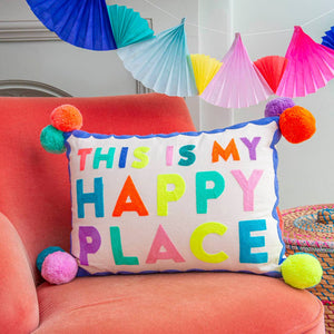 This Is My Happy Place Embroidered Cushion