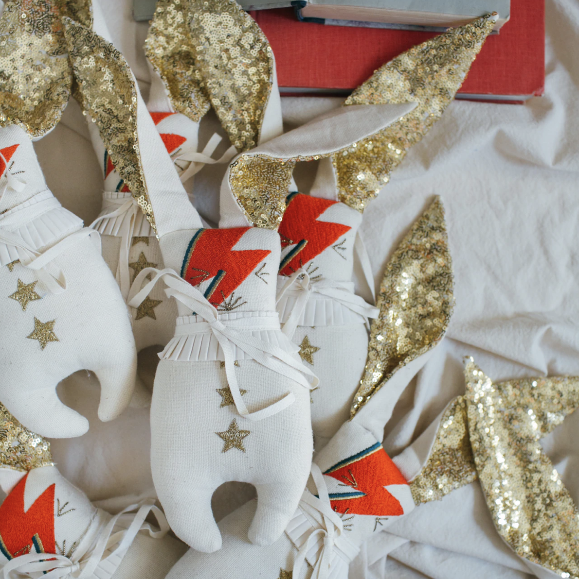 Bowie Bunny, Ziggy Bun Bun - Cotton-filled Art Doll