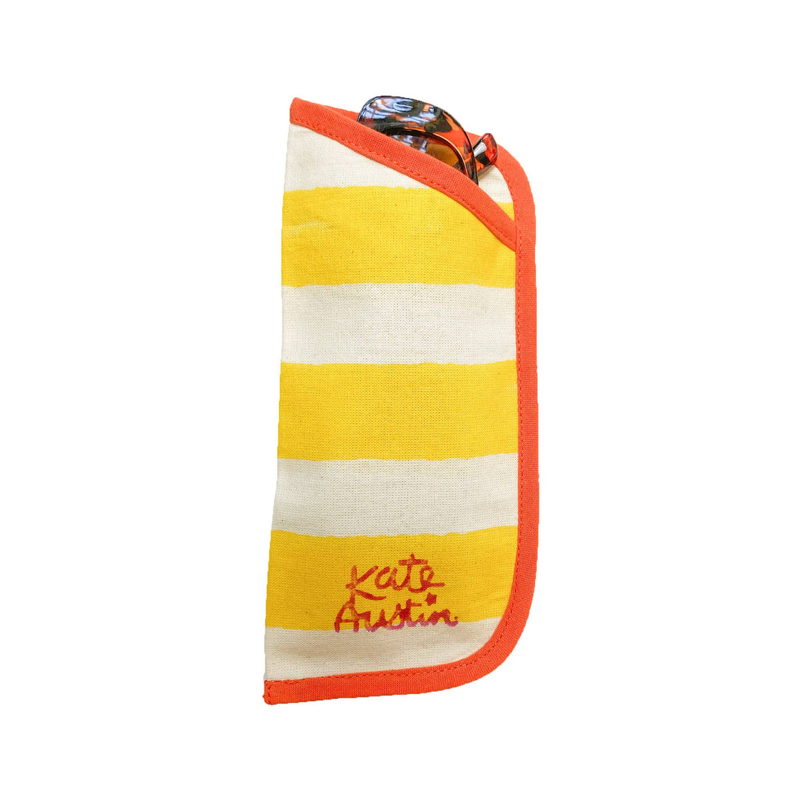 Sunglass Cover in Yellow Wide Stripe with Orange